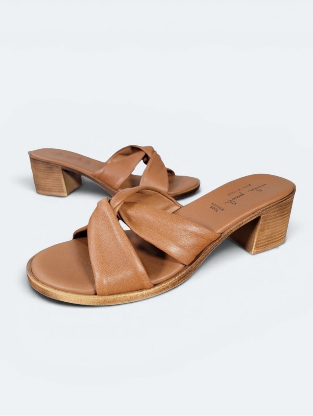 Mila Paoli Leather Women's Sandals Size 41 Block Heel